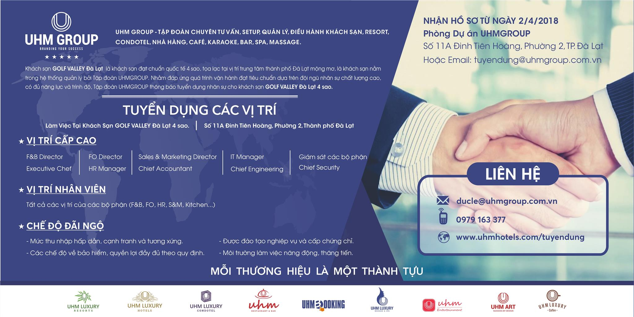 UHM Group Đà Lạt - Tuyển dụng dự án Golf Valley Hotel